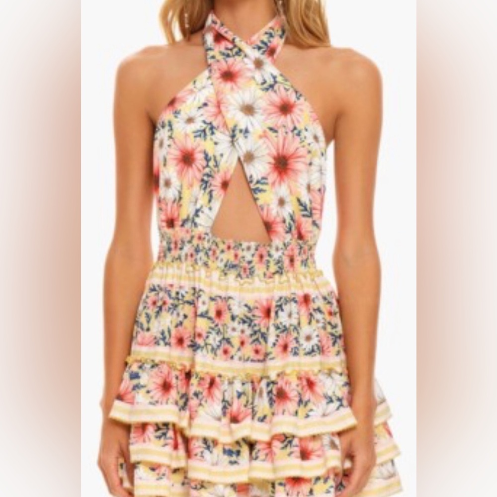 NWT Agua Bendita Moana RossTiered halter Mini dress size large